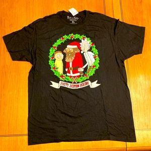 Men’s Rick and Morty Christmas Short Sleeve T-Shirt. Size L new w/o tag & XL NWT